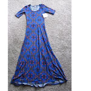NEW LuLaRoe ANA full length Dress womans size XS Extra Small Blue Pink Stretch!